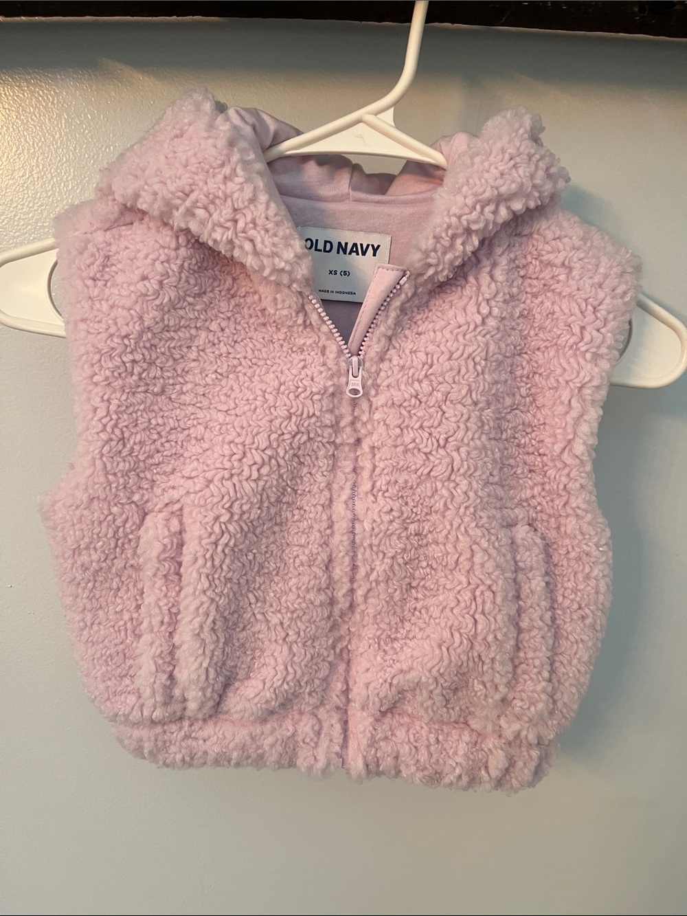 Old Navy Light Pink Sherpa Hooded Vest for Kids